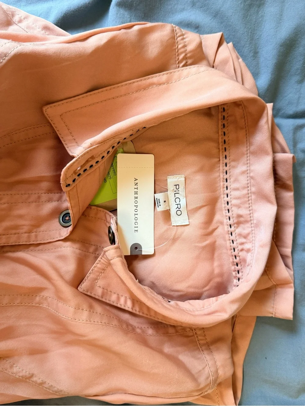 Anthropologie Blush Pink Button-Down Peplum Shirt - Picture 9 of 9